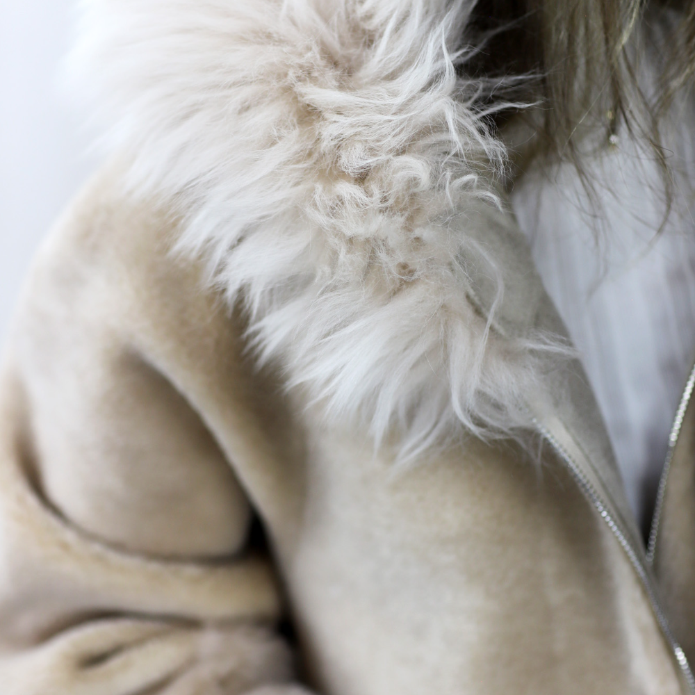 La Fiorentina ¾ Shearling Coat w/ Australian Wool - Beige - Coat - La Fiorentina TN1905-SH_ML