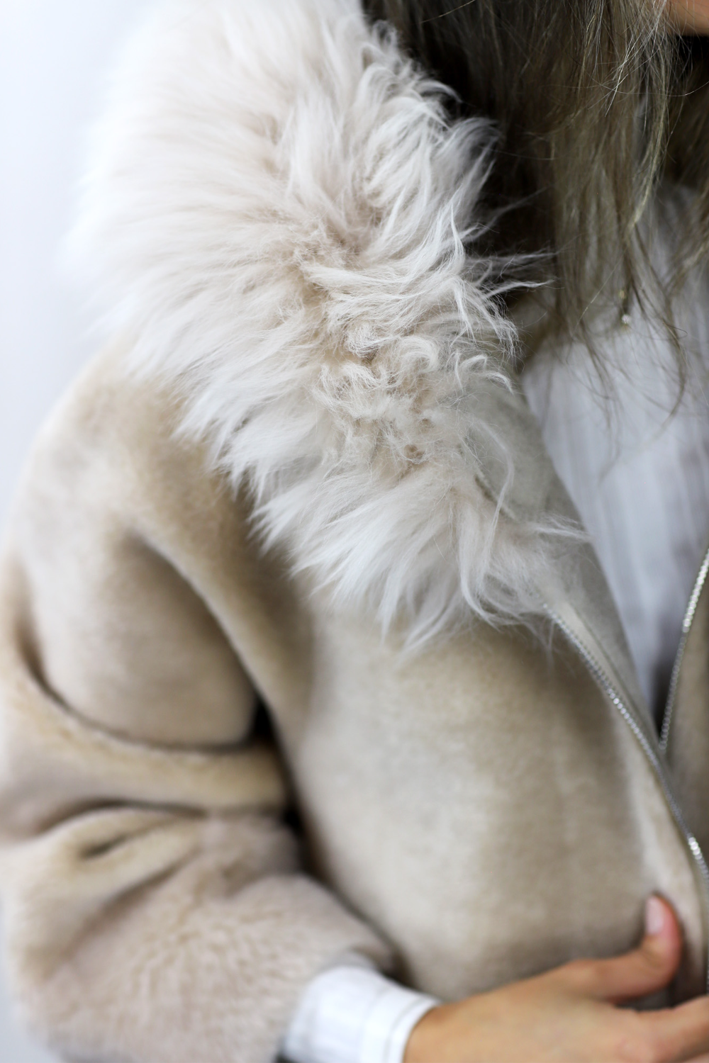 La Fiorentina ¾ Shearling Coat w/ Australian Wool - Beige - Coat - La Fiorentina TN1905-SH_ML