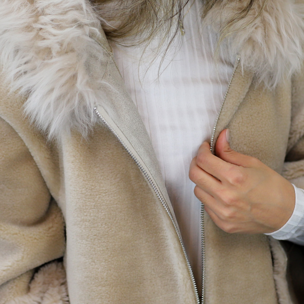 La Fiorentina ¾ Shearling Coat w/ Australian Wool - Beige - Coat - La Fiorentina TN1905-SH_ML