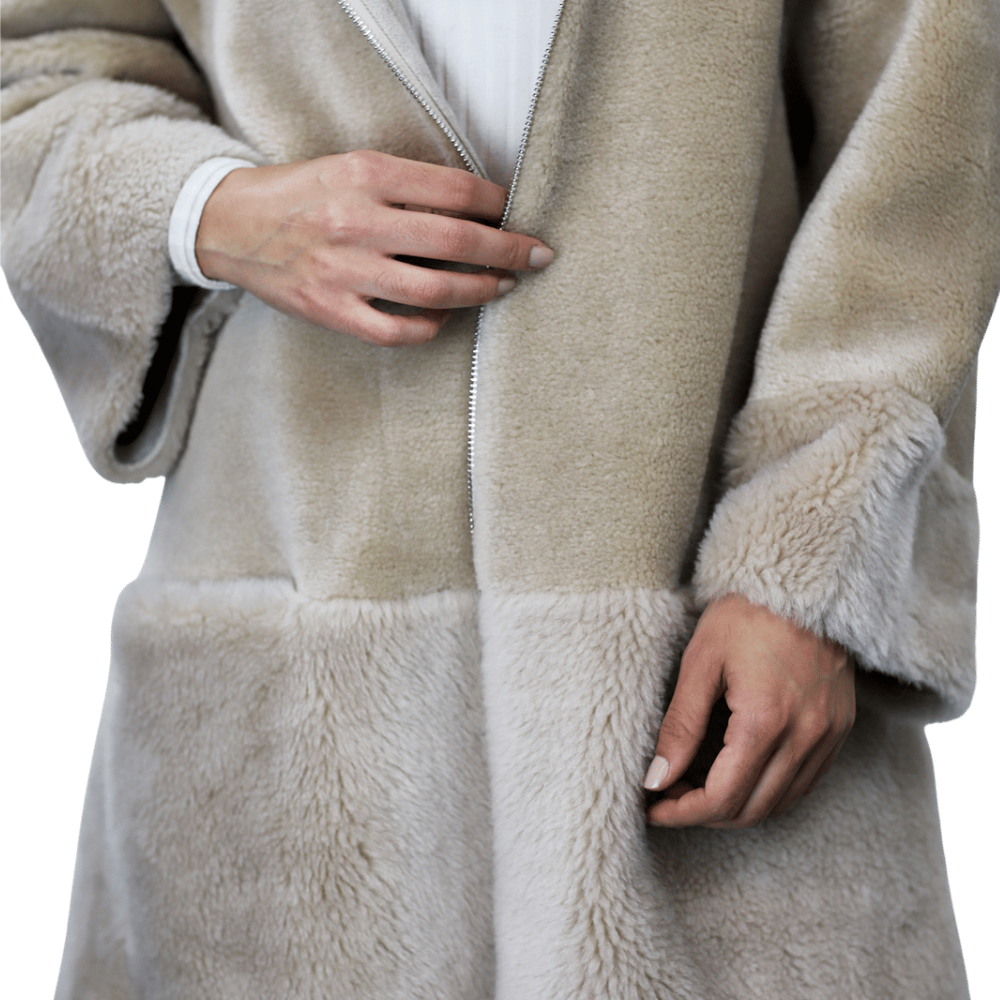 La Fiorentina ¾ Shearling Coat w/ Australian Wool - Beige - Coat - La Fiorentina TN1905-SH_ML