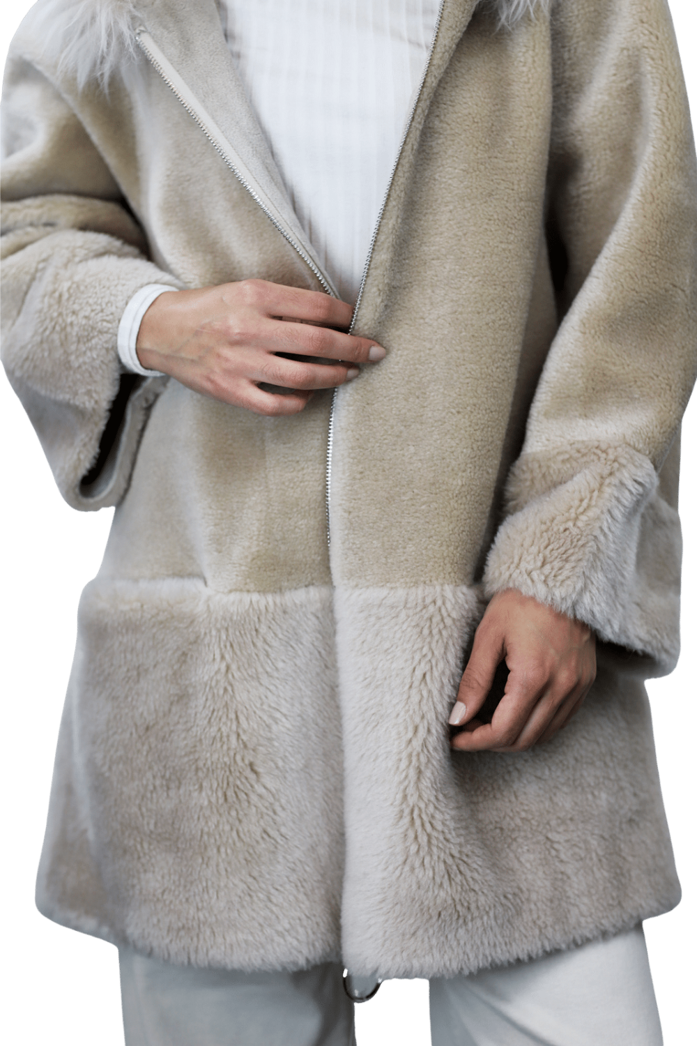La Fiorentina ¾ Shearling Coat w/ Australian Wool - Beige - Coat - La Fiorentina TN1905-SH_ML