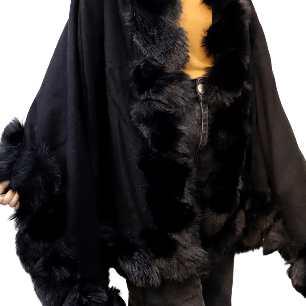 Stylish Faux Trim Wrap - Black - Wrap - La Fiorentina TN1946-FAUX-GREY