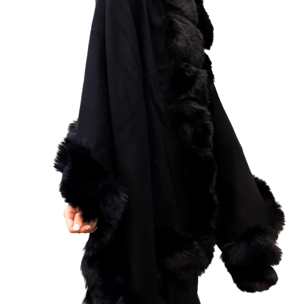 Stylish Faux Trim Wrap - Black - Wrap - La Fiorentina TN1946-FAUX-GREY