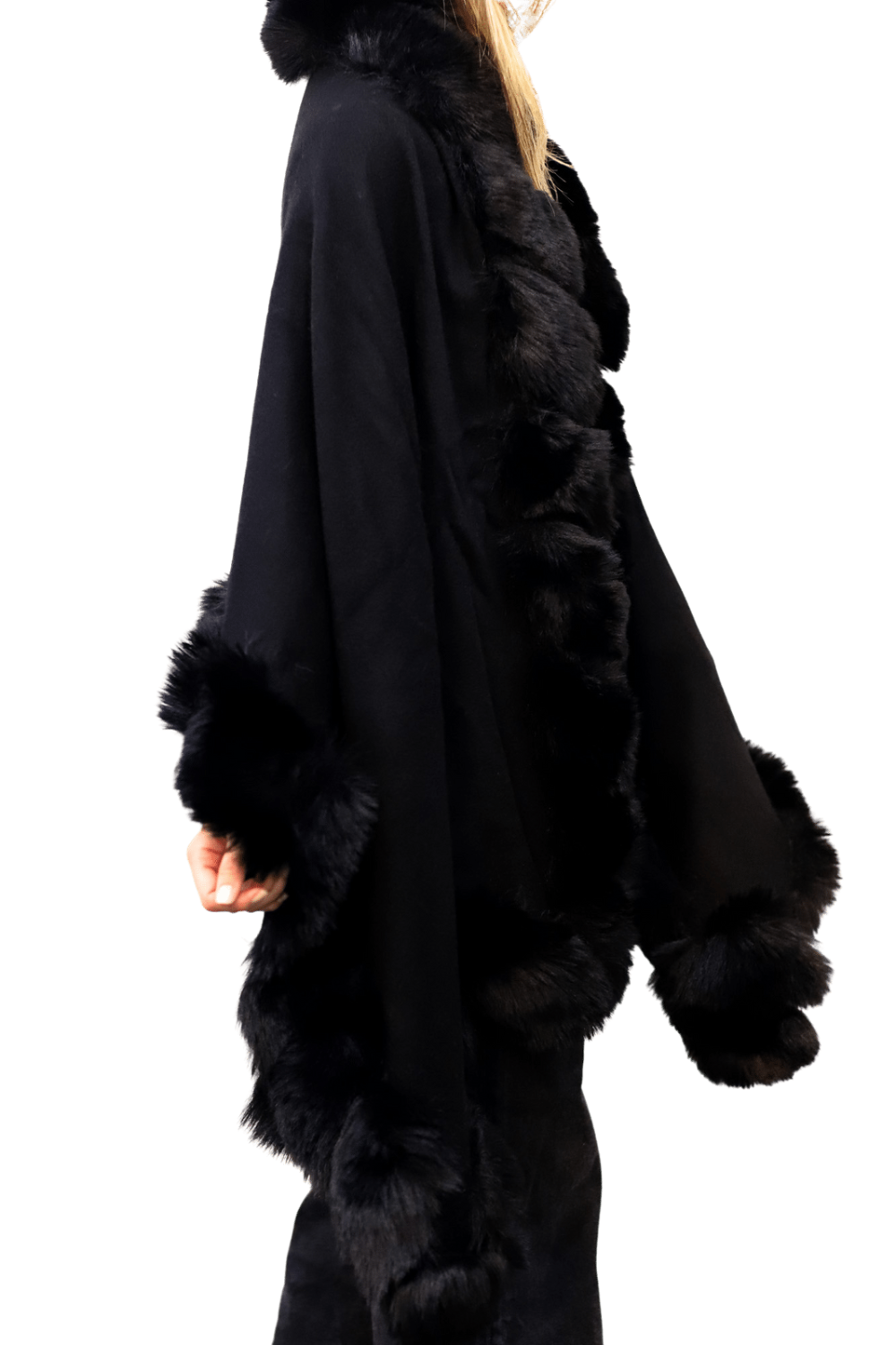 Stylish Faux Trim Wrap - Black - Wrap - La Fiorentina TN1946-FAUX-GREY