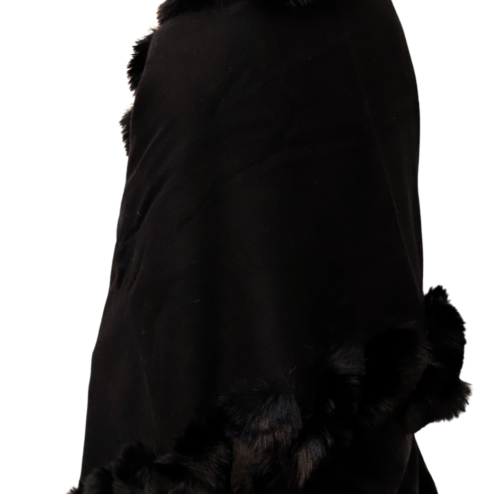 Stylish Faux Trim Wrap - Black - Wrap - La Fiorentina TN1946-FAUX-GREY
