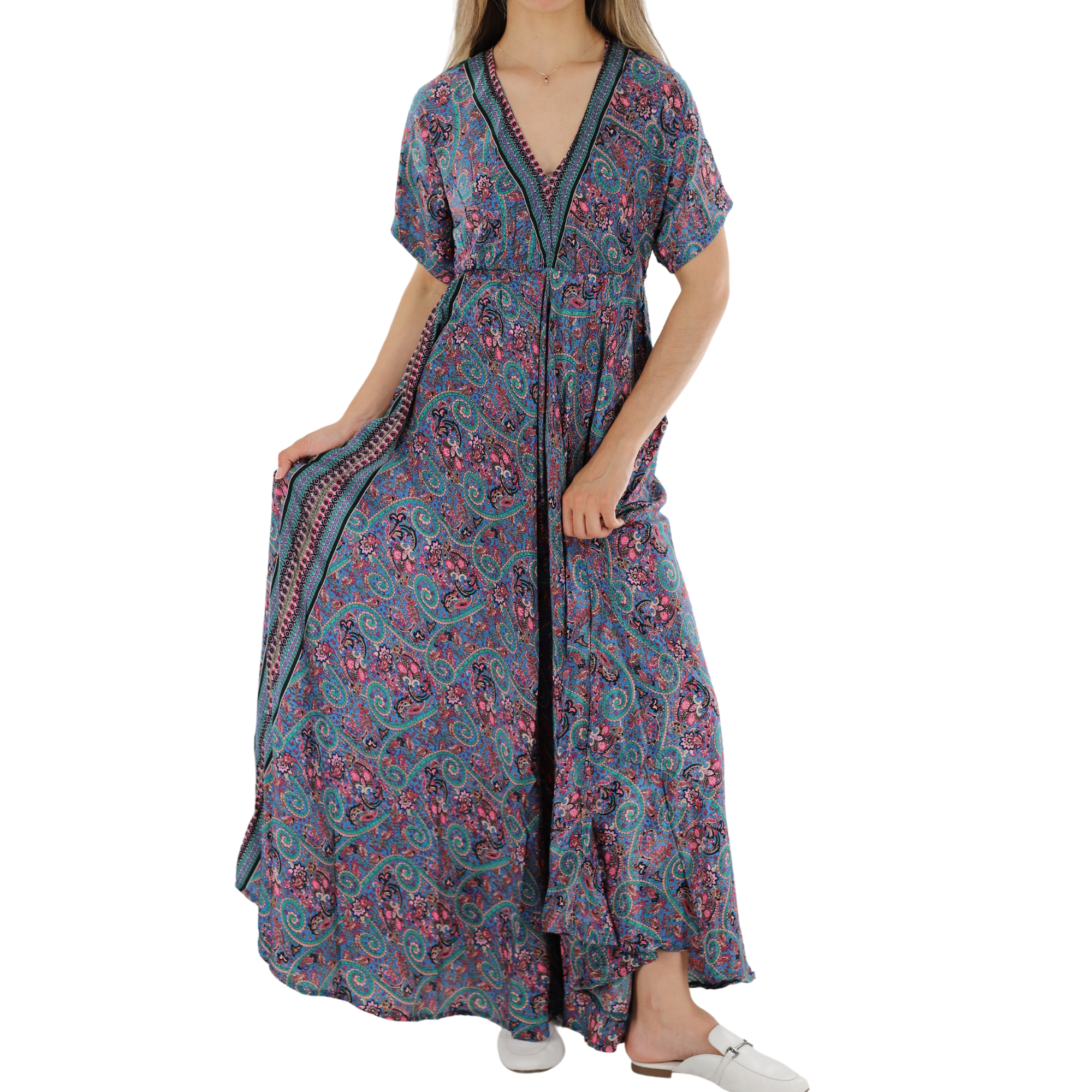 Long 'Valentina' V-Neck Maxi Dress - Dresses - La Fiorentina PW-16-S-VALENTINA-L
