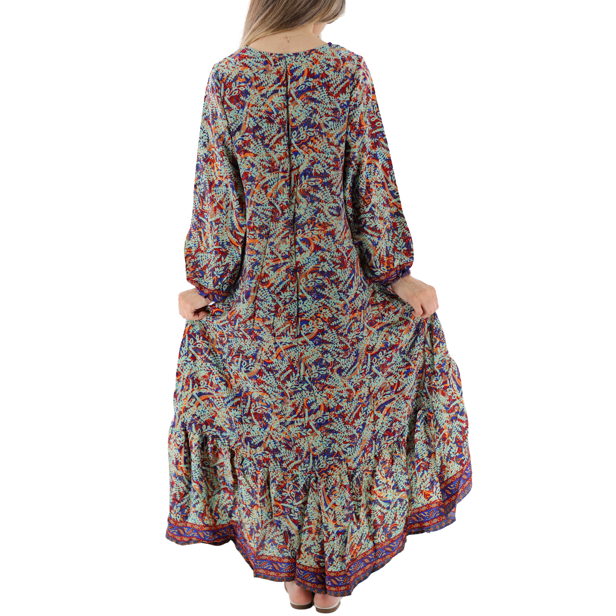 Flowy 'Viviana' Knee Length Maxi Dress Large / Blue/Green - Dresses - Women's Clothing & Accessories - La Fiorentina Flowy 'Viviana' Knee Length Maxi Dress Large / Blue/Green - Dresses - Women's Clothing & Accessories - La Fiorentina