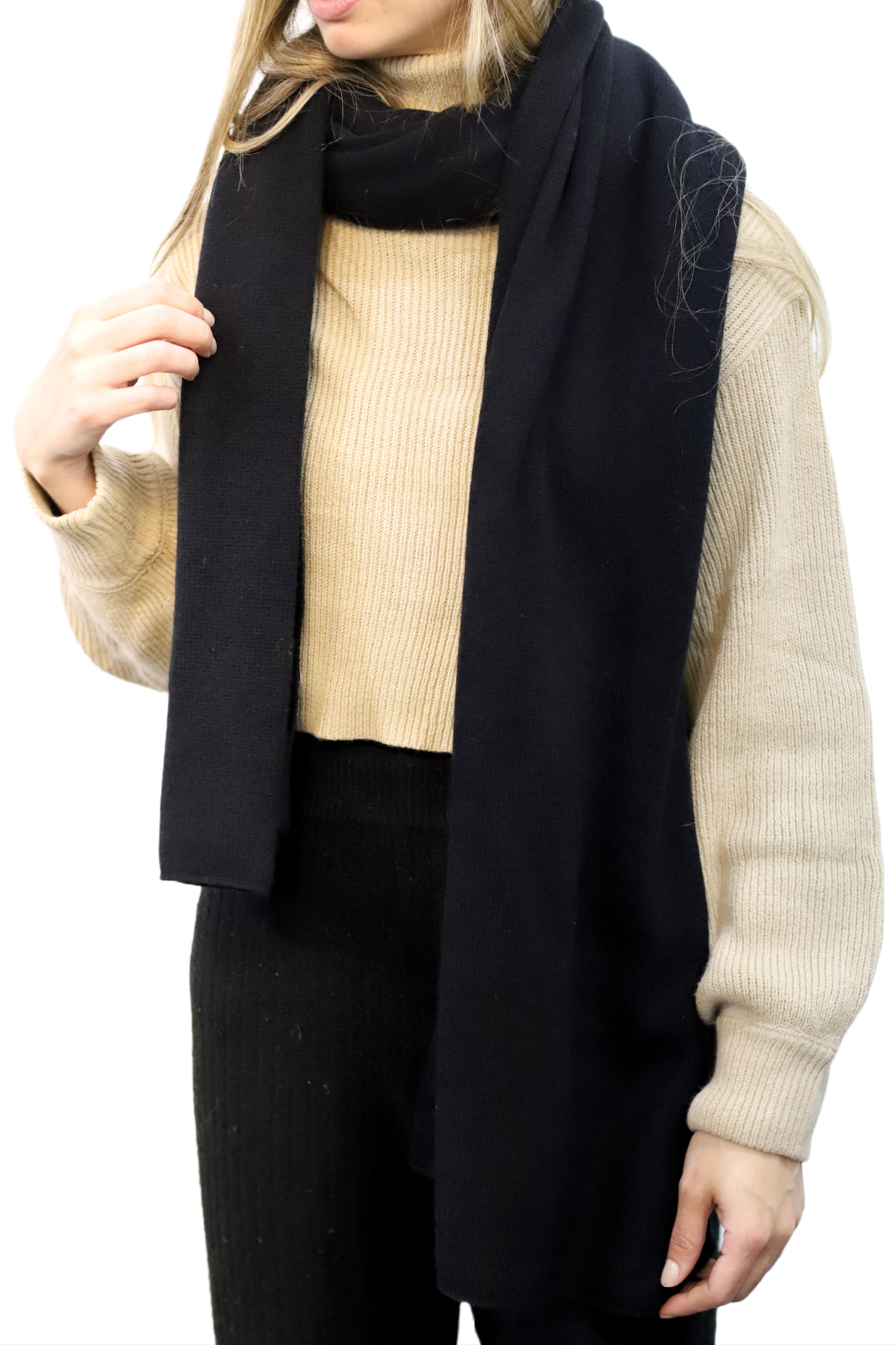 La Fiorentina Iconic Travel Wrap 100% Cashmere - Black - Cashmere Wrap - La Fiorentina GC57203T-BLACK