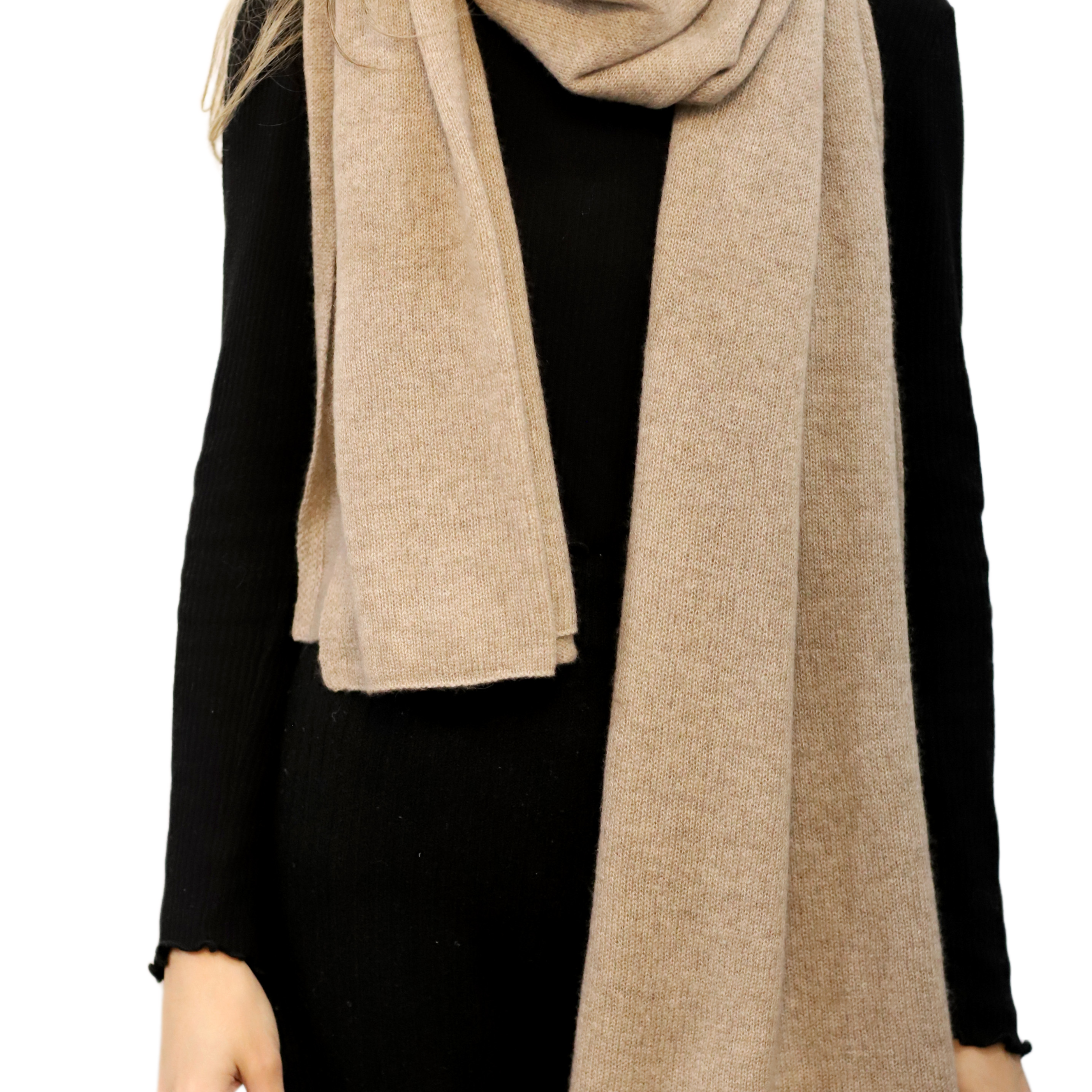 La Fiorentina Iconic Travel Wrap 100% Cashmere - Tan - Cashmere Wrap - La Fiorentina GC57203T-OATMEAL