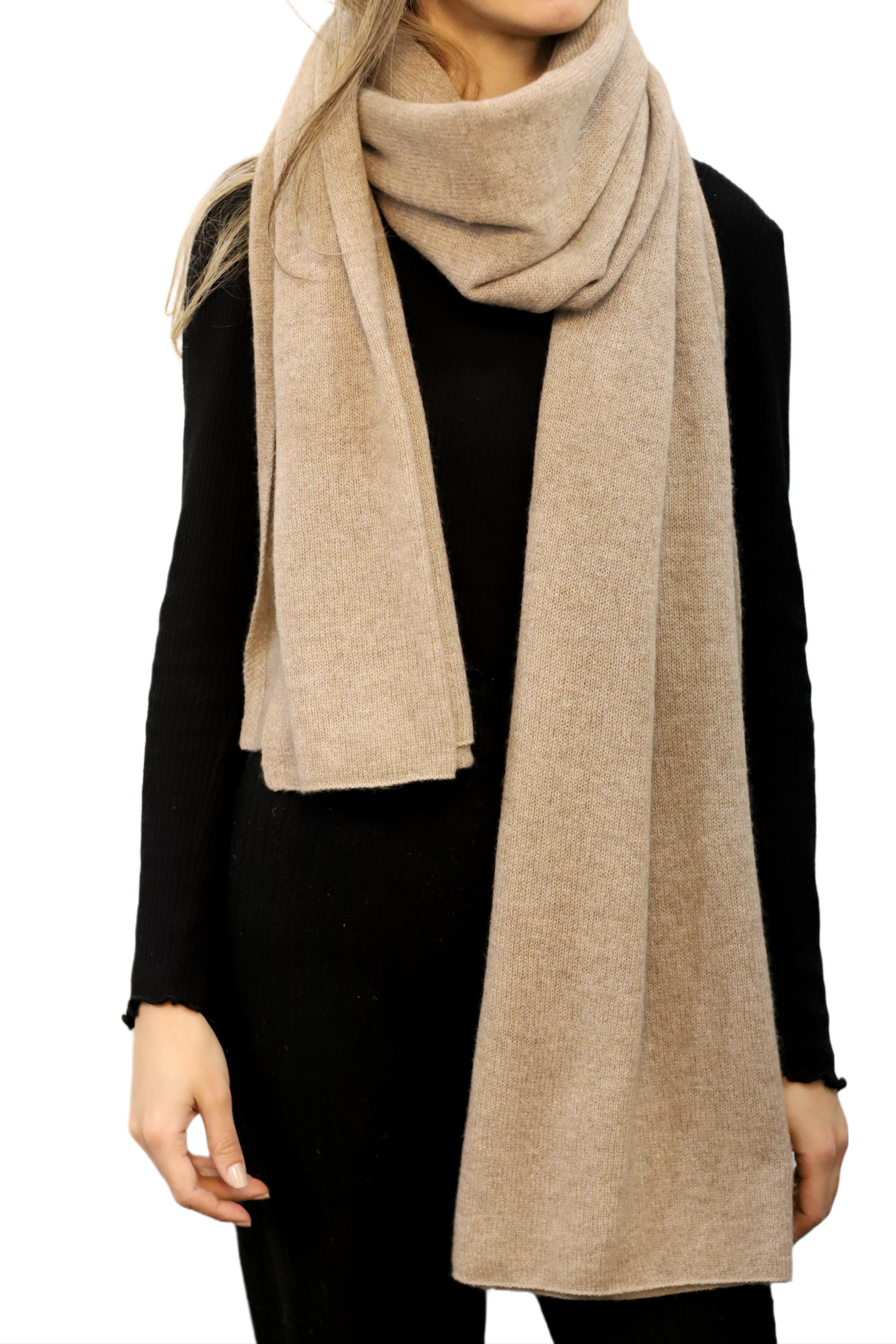 La Fiorentina Iconic Travel Wrap 100% Cashmere - Tan - Cashmere Wrap - La Fiorentina GC57203T-OATMEAL