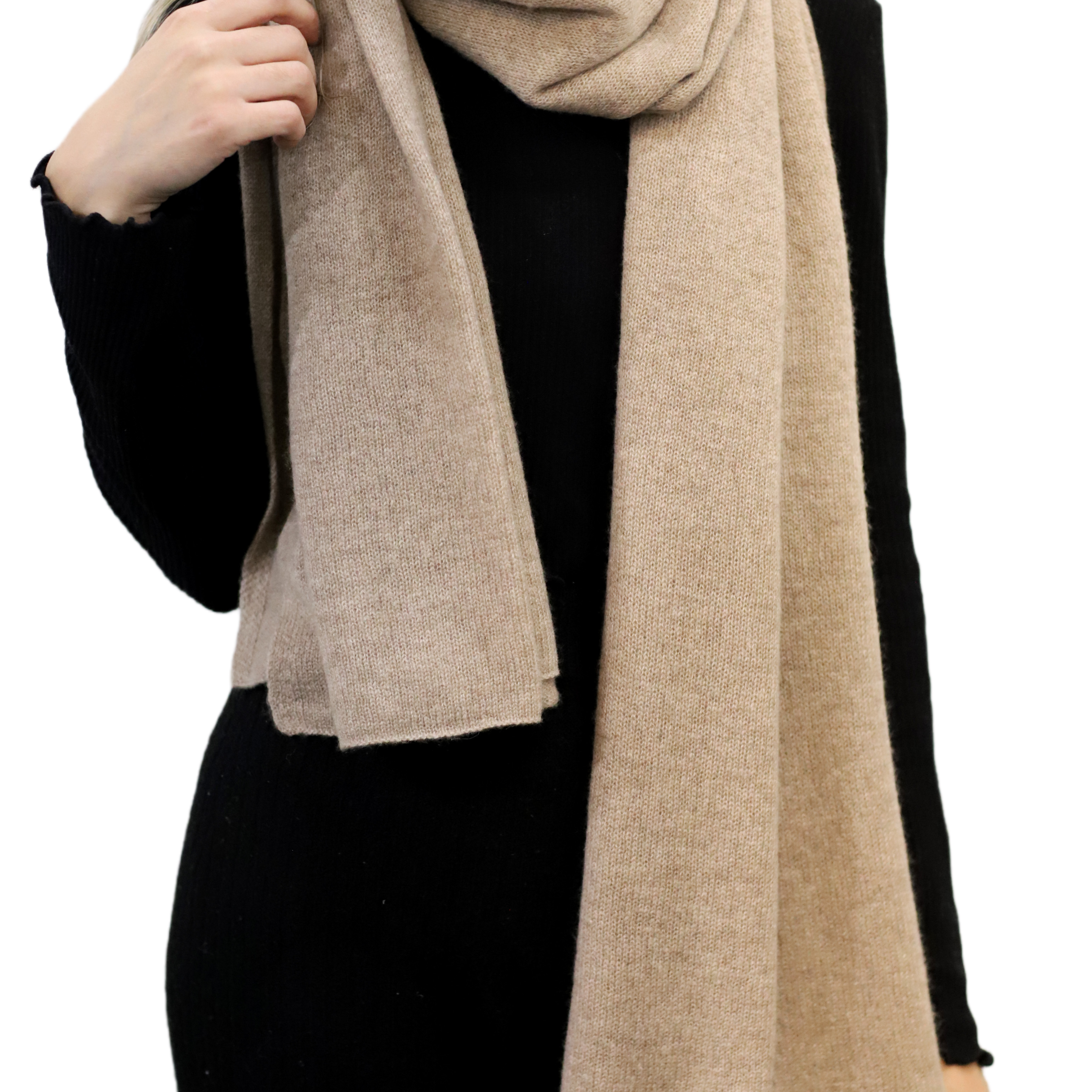 La Fiorentina Iconic Travel Wrap 100% Cashmere - Tan - Cashmere Wrap - La Fiorentina GC57203T-OATMEAL
