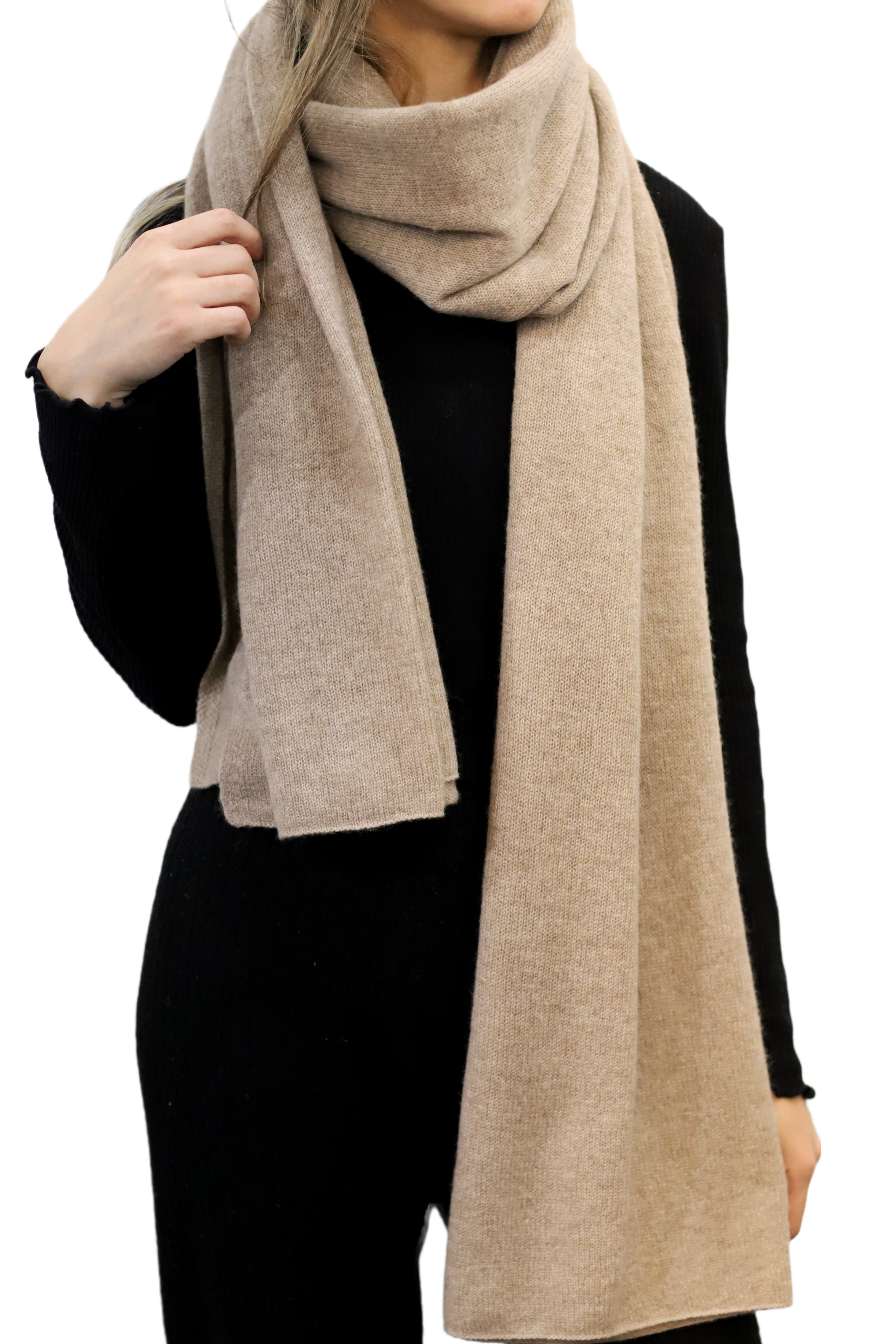 La Fiorentina Iconic Travel Wrap 100% Cashmere - Tan - Cashmere Wrap - La Fiorentina GC57203T-OATMEAL