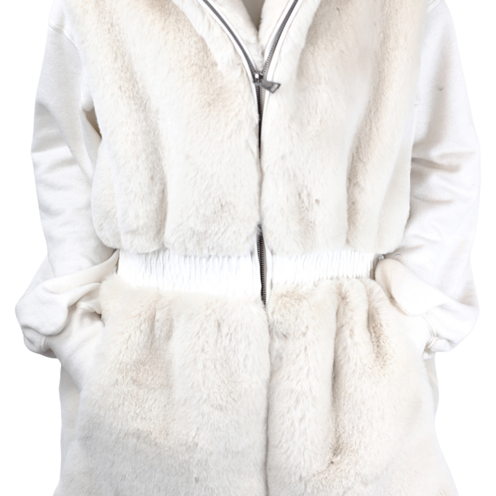 Faux Fur Vest - Ivory - Faux Vest - La Fiorentina CAM22117-IVORY-XL
